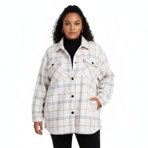 HFX Pink Plaid Flannel Shacket Oversized Button Down Jacket Cabincore Size‎ XL